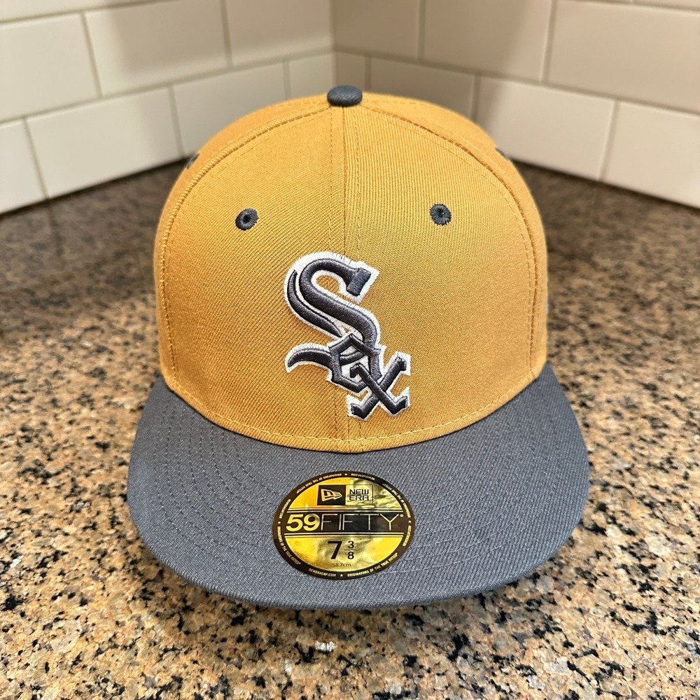 Chicago White Sox New Era 59FIFTY Fitted Hat 7 3/8 Mustard Yellow Grey New